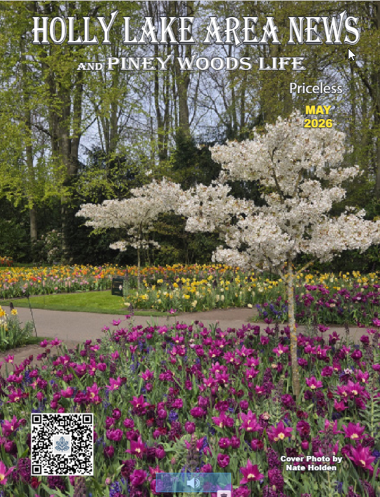 May 2026 Holly Lake Area News magazine cover featuring spring flowers and flowering trees